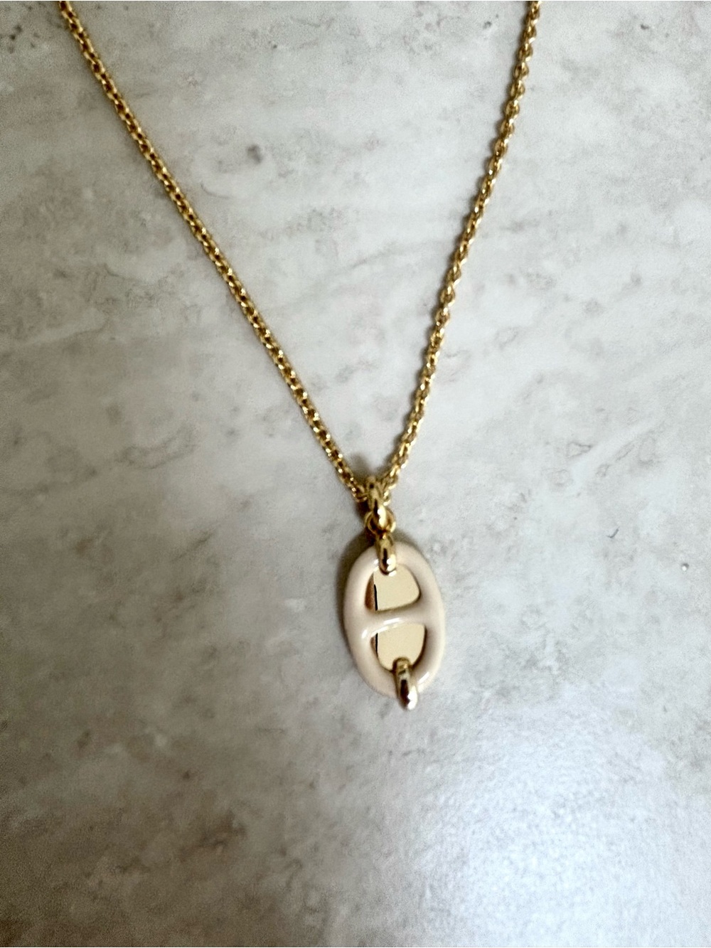 Hermes Mini Maillon Pendant Enamel Yellow Gold Plated Necklace - Picture 4 of 7